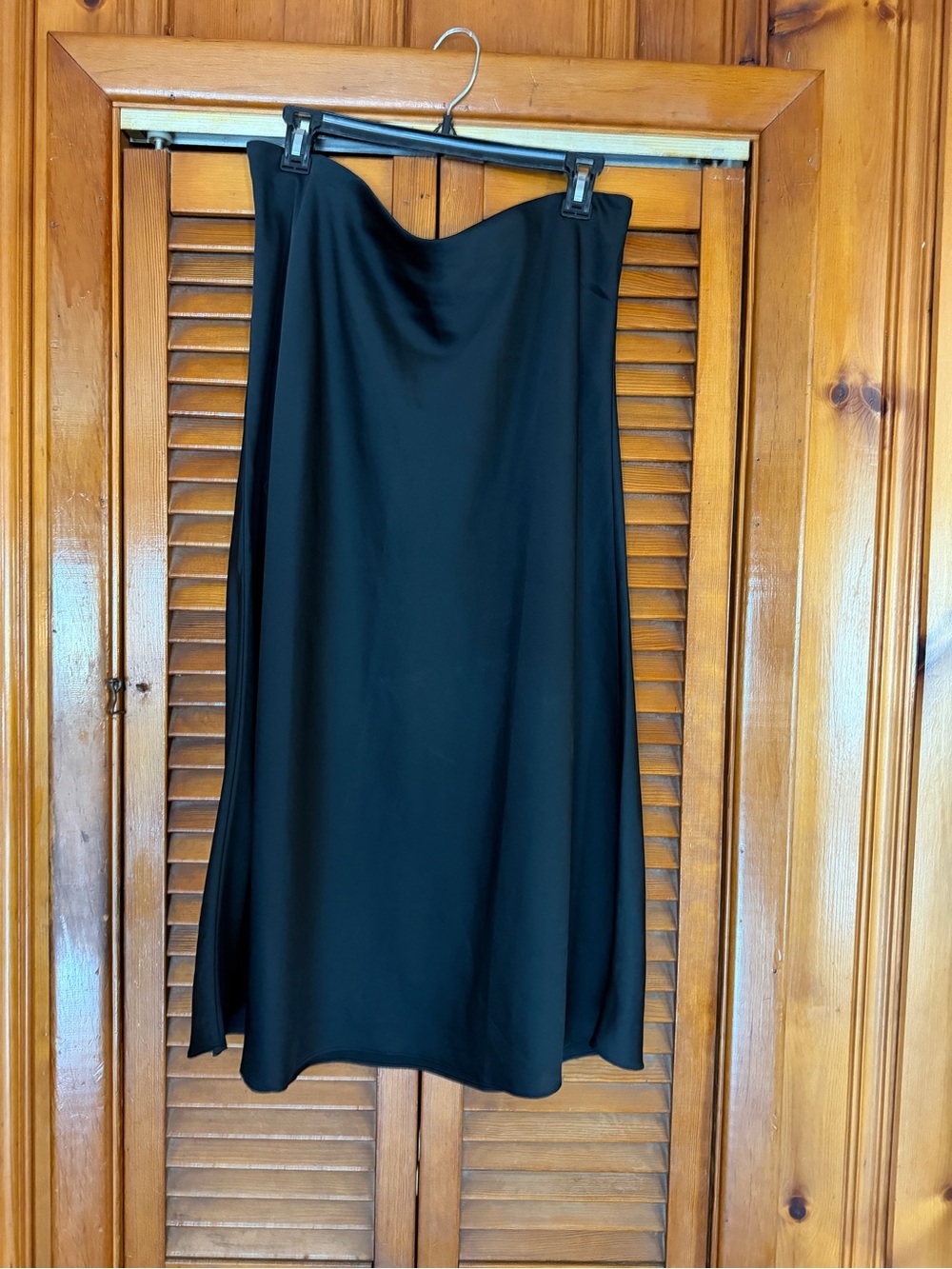 J.Crew Black Satin Midi Skirt XL